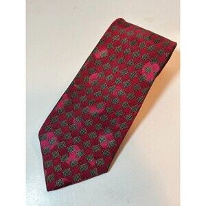 Brioni Roma Men's Designer Necktie 100% Silk Red Black Made in Italy - EUC